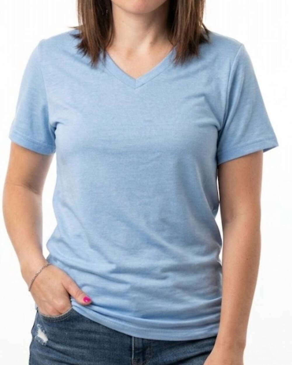 NEW JESS LEA basic short sleeve tee in light blue